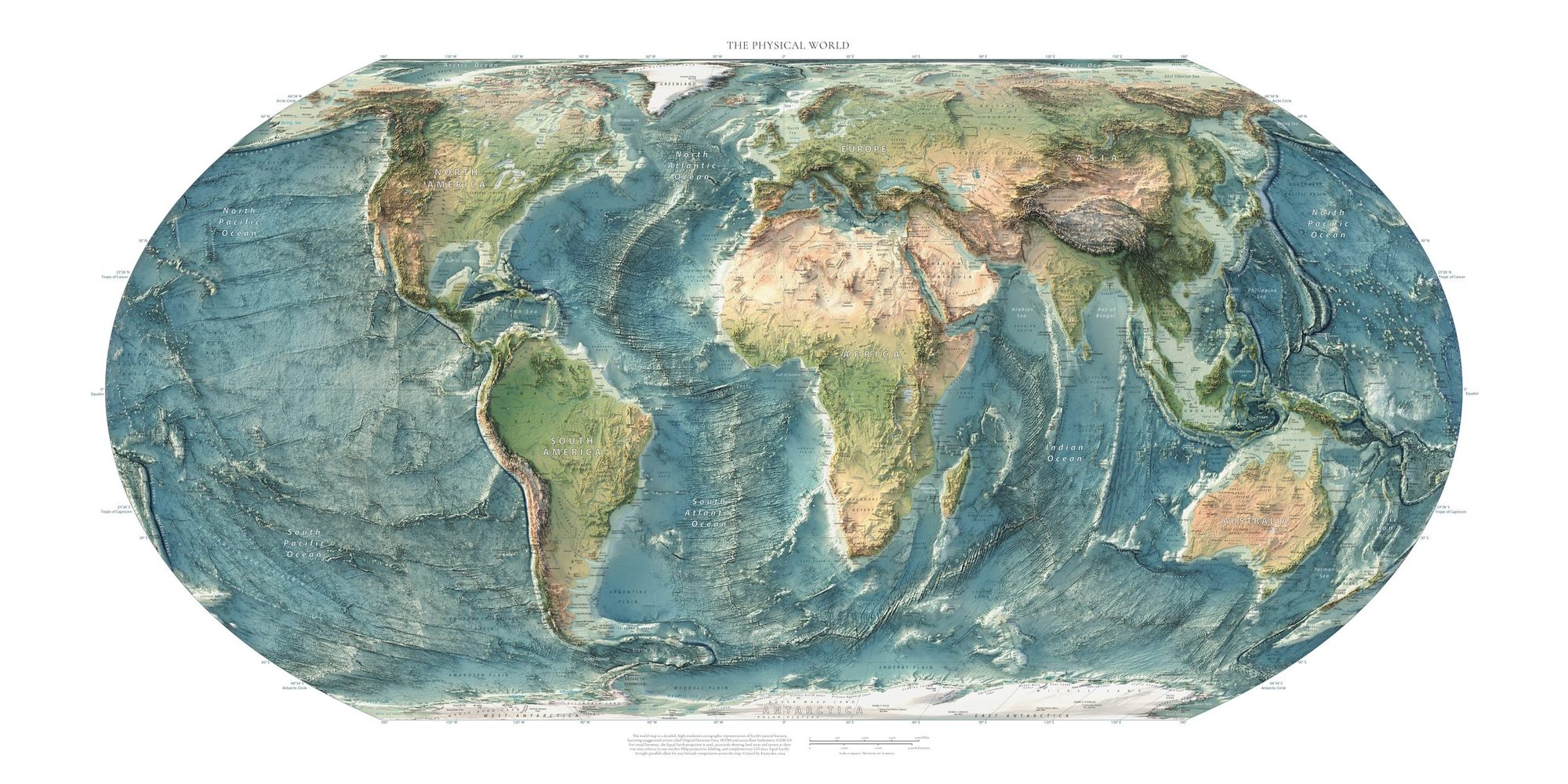 Equal Earth Physical World Map