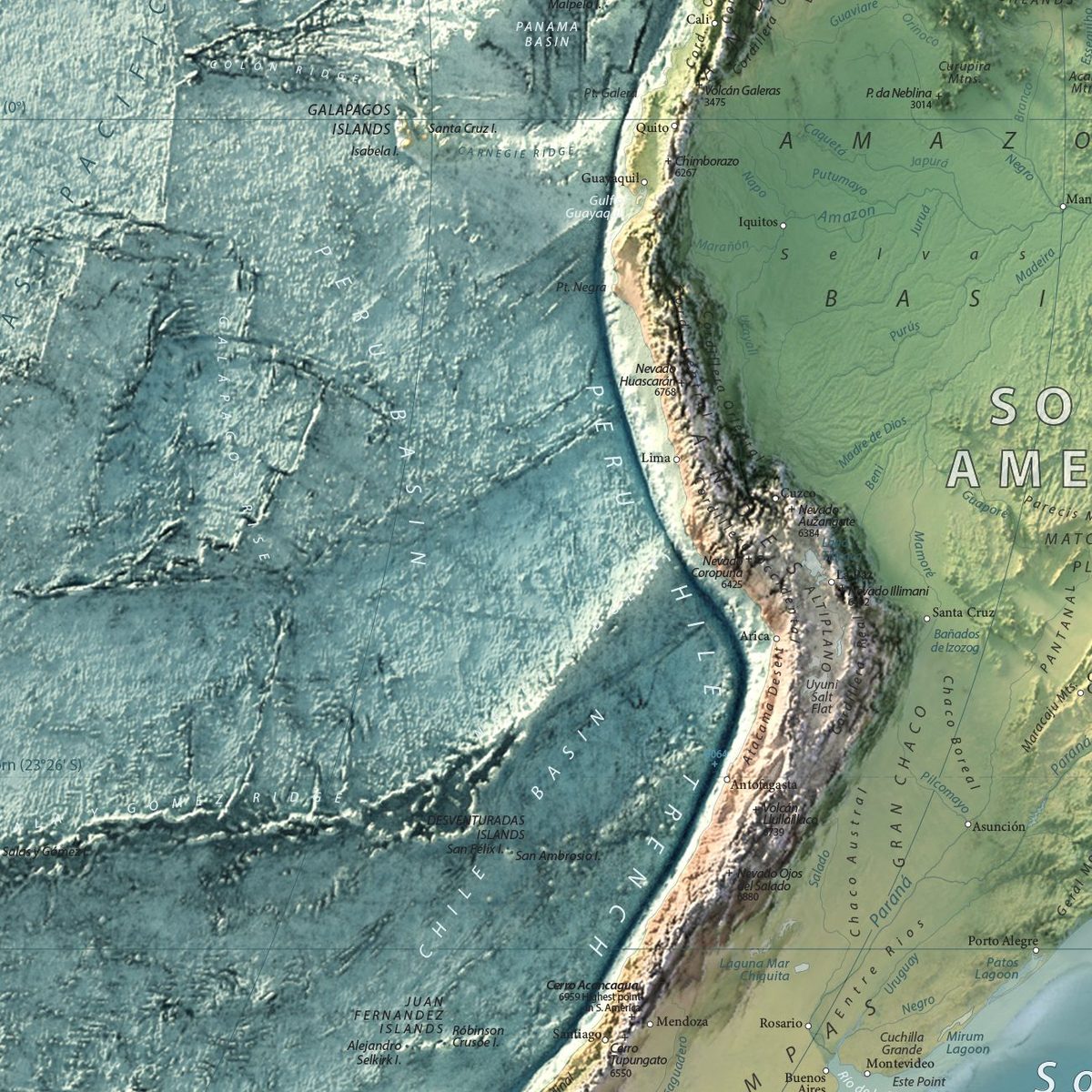 Equal Earth World Map, Pacific‑Centred, detail 2
