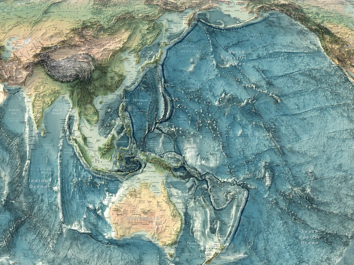 Equal Earth World Map, Pacific‑Centred