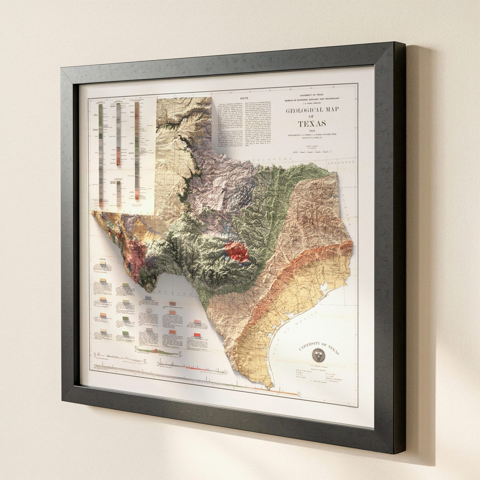 Texas Geology, 1916, framed print